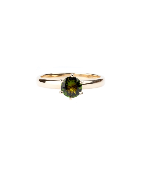 Gold ring with green tourmaline - 1