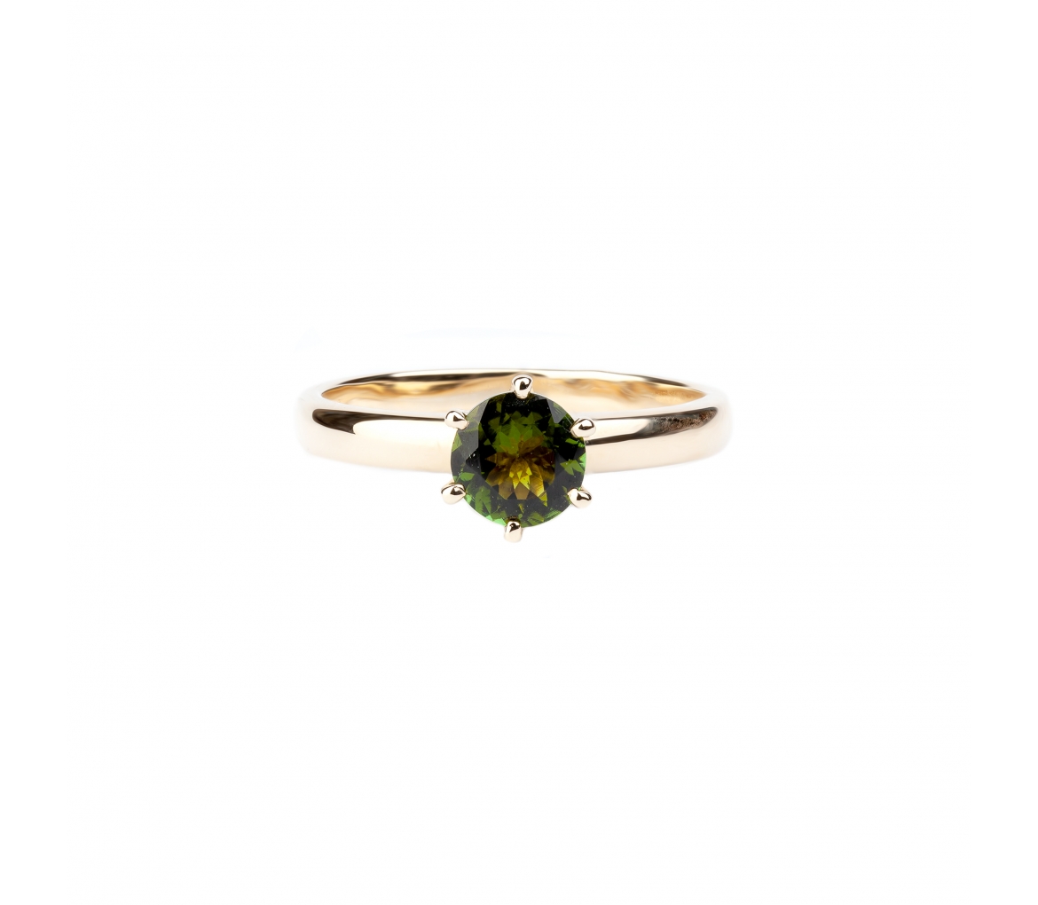 Gold ring with green tourmaline - 1