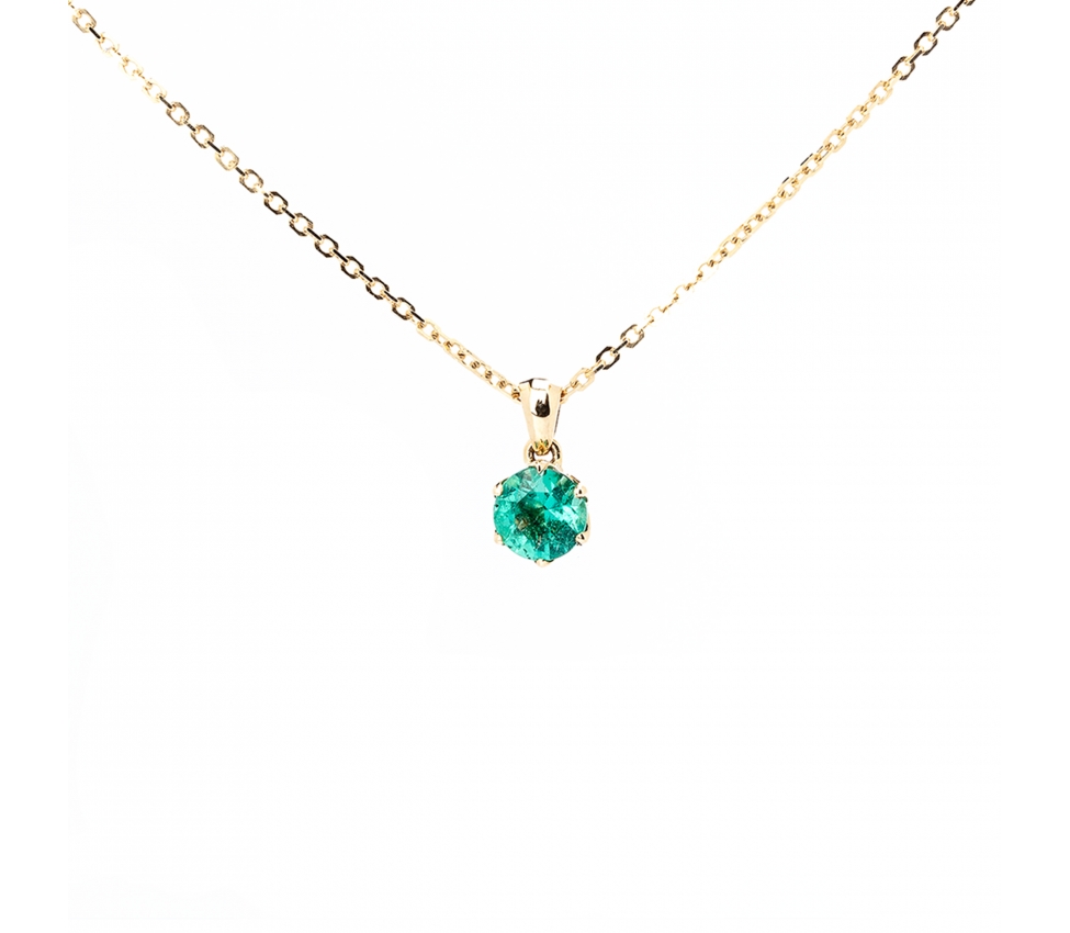 Gold pendant with emerald and floral setting - 1