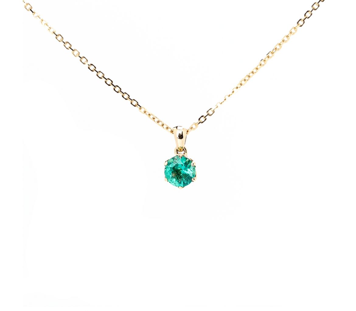 Gold pendant with emerald and floral setting - 1