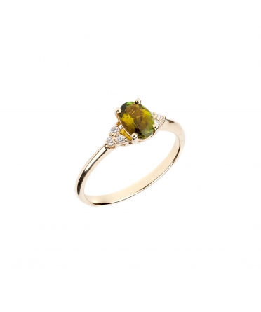 Gold ring with diamonds and tourmaline - 2