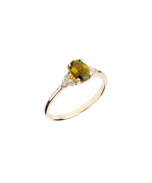 Gold ring with diamonds and tourmaline - 2