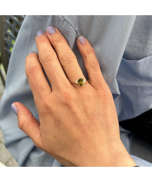 Gold ring with diamonds and tourmaline - 2