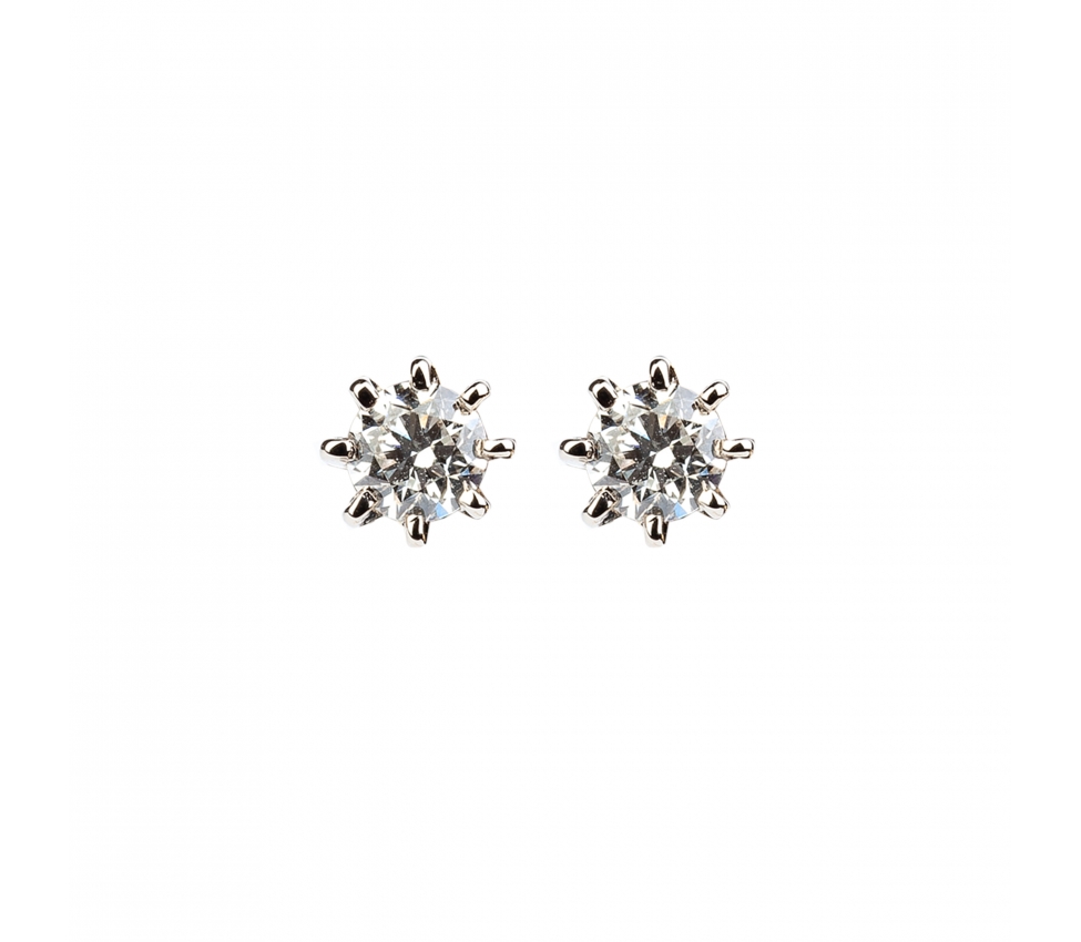 Gold stud earrings with diamonds - 1