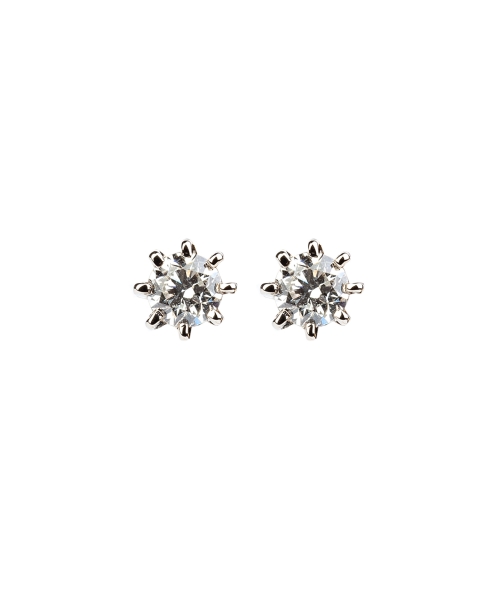 Gold stud earrings with diamonds - 1