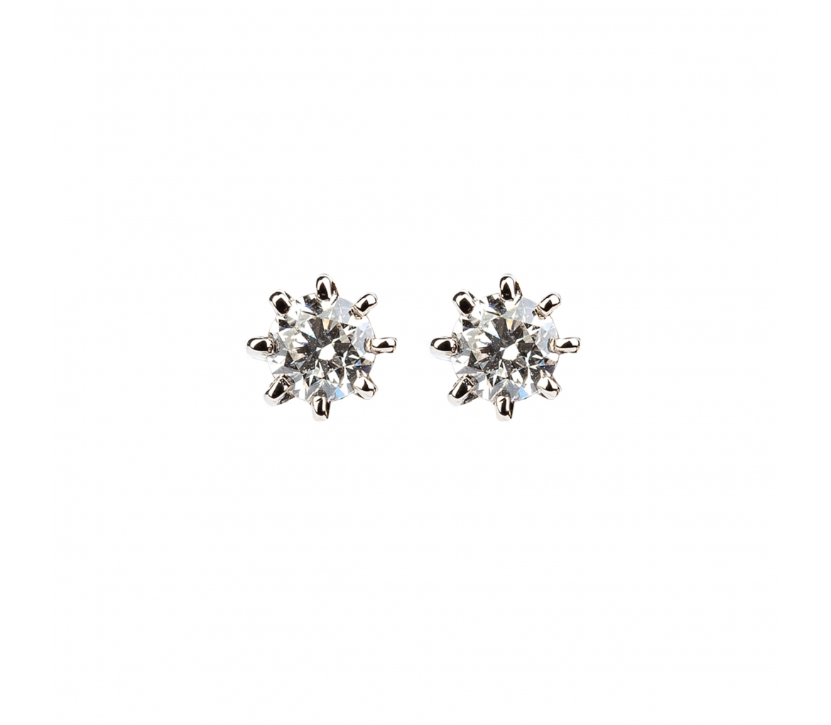 Gold stud earrings with diamonds - 1