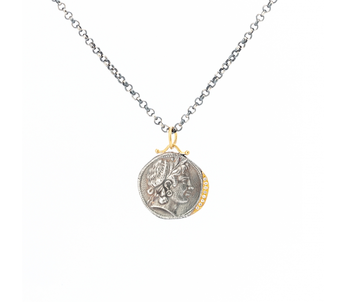 Gold and silver pendant with diamonds, Harvest Goddess - 2