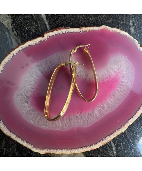 Gold hoop oval earrings - 2