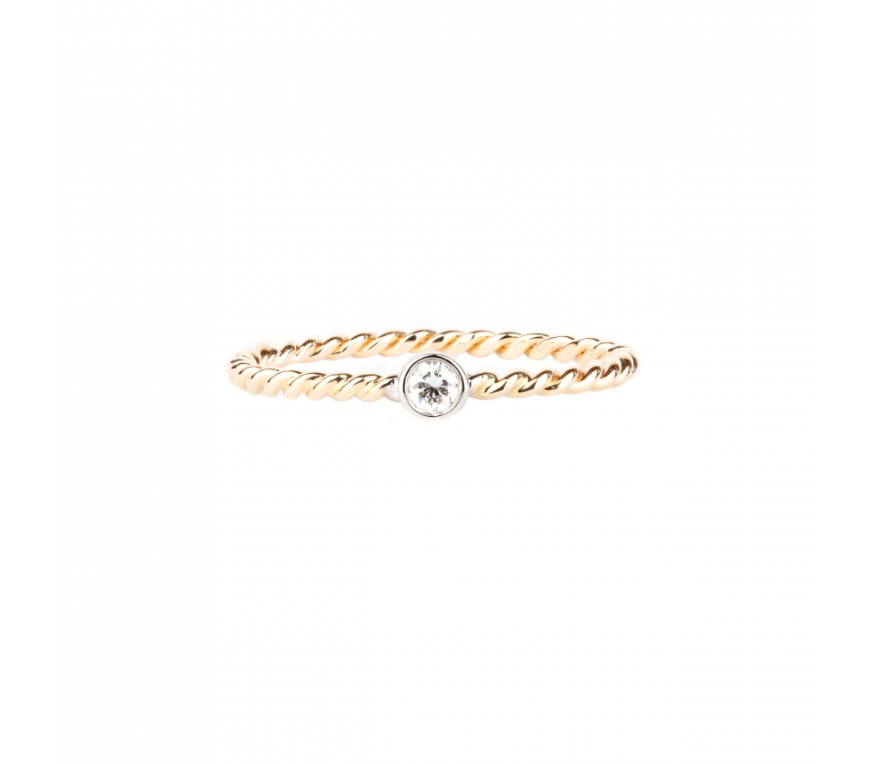 Gold spiral ring with white diamond - 1