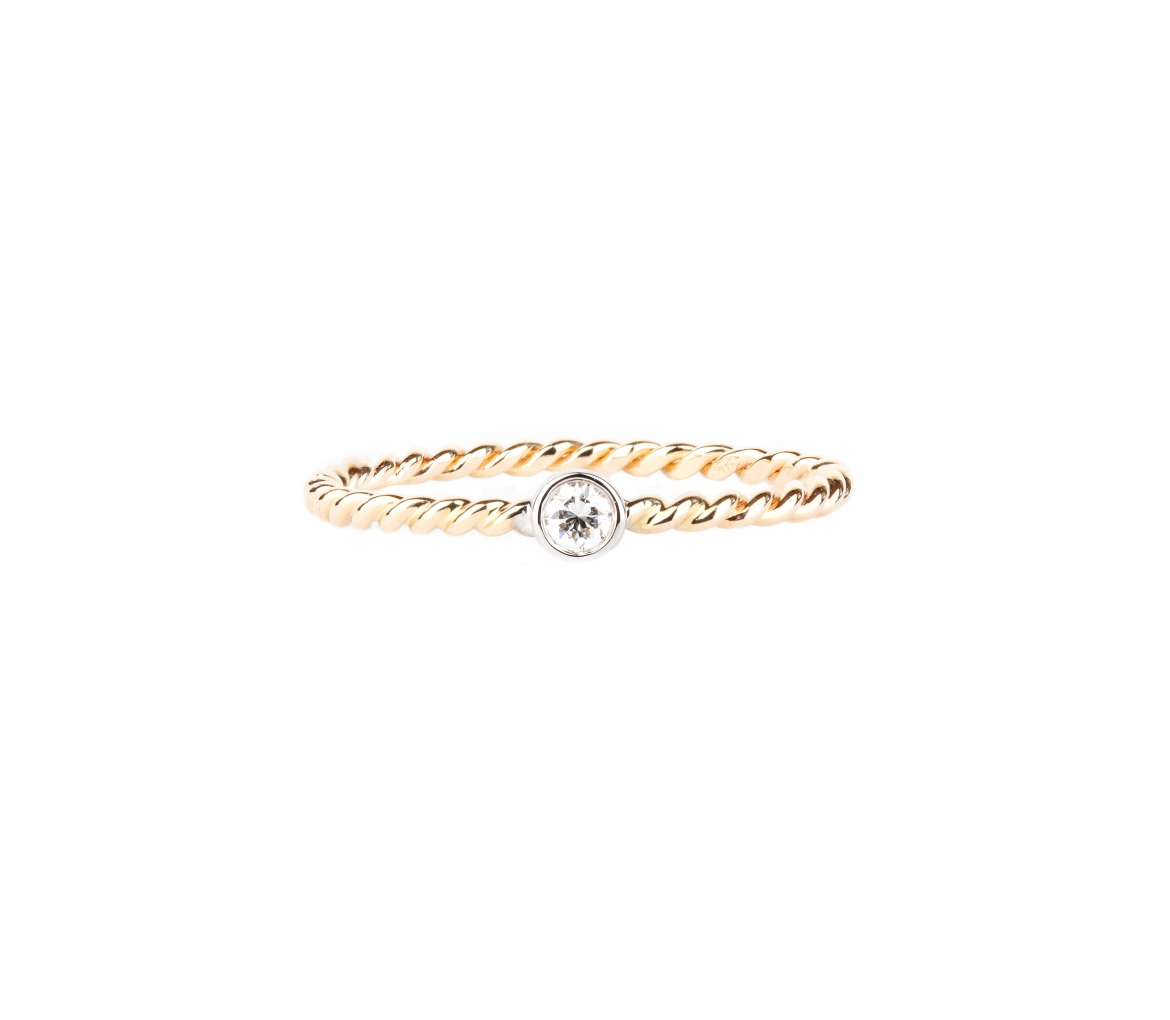 Gold spiral ring with white diamond - 1