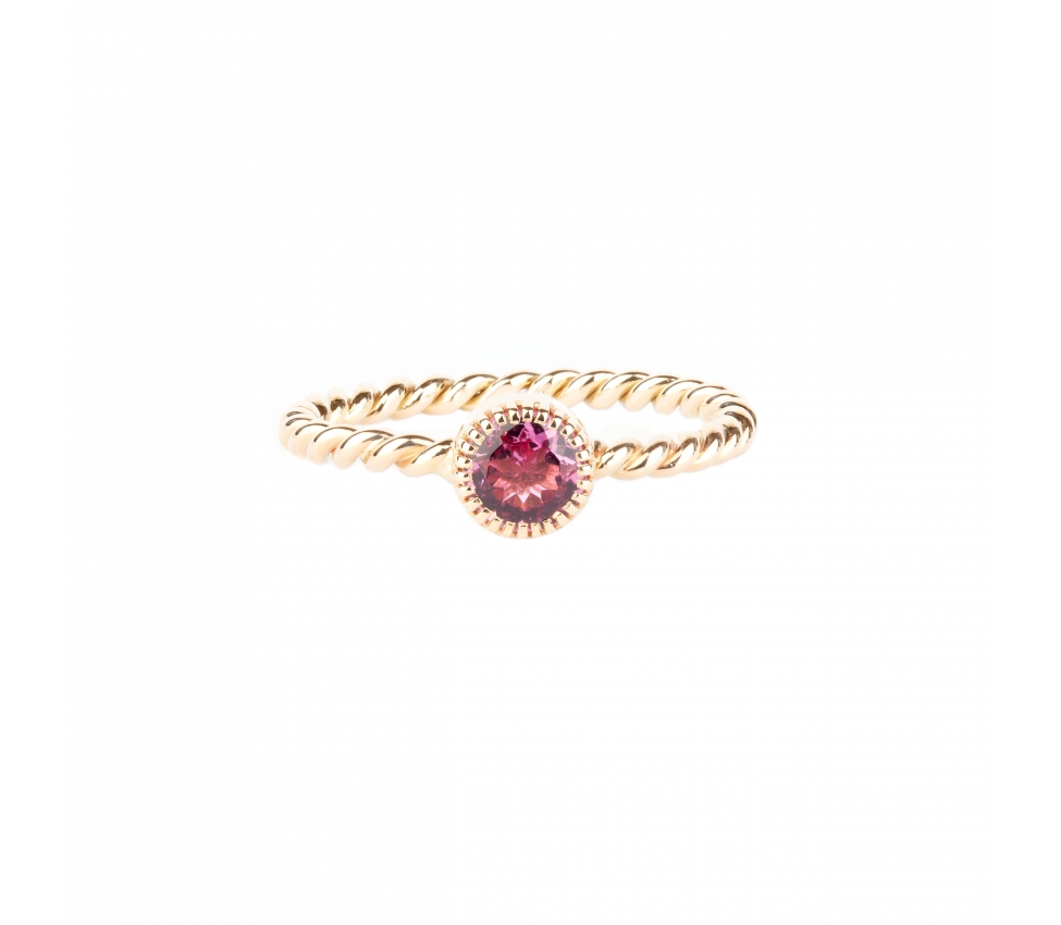 Gold spiral ring with pink tourmaline - 1