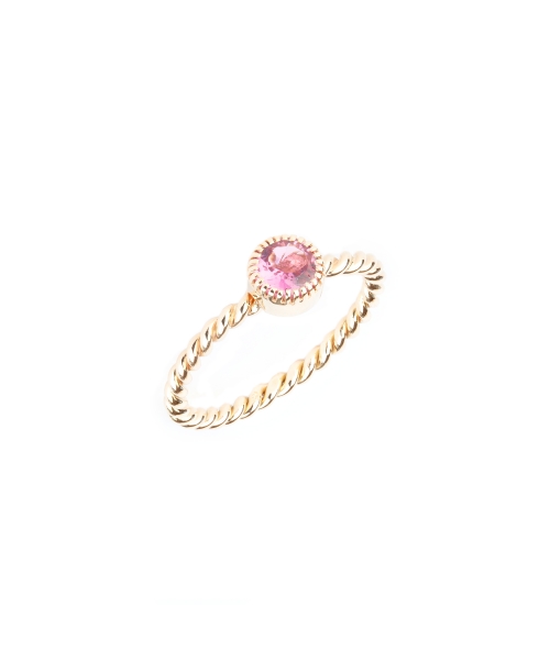 Gold spiral ring with pink tourmaline - 2