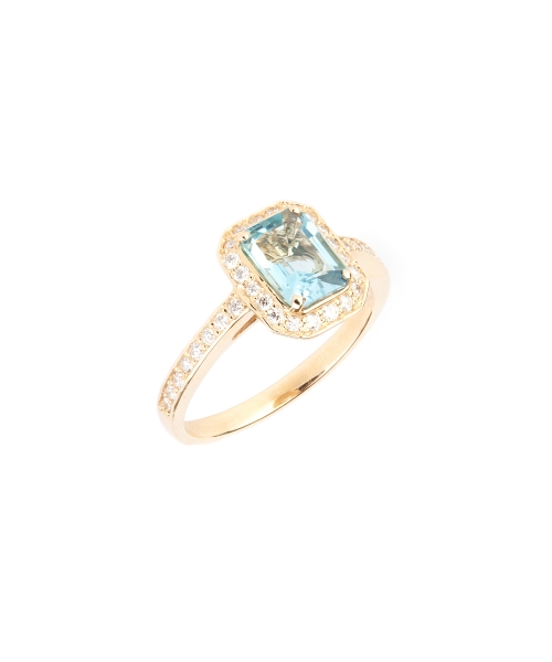 Gold ring with diamonds and aquamarine - 2