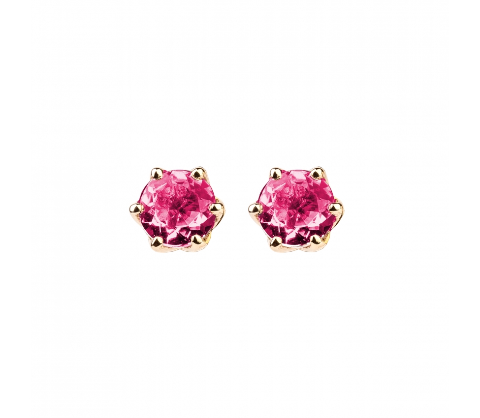 Gold stud earrings with rubies - 1