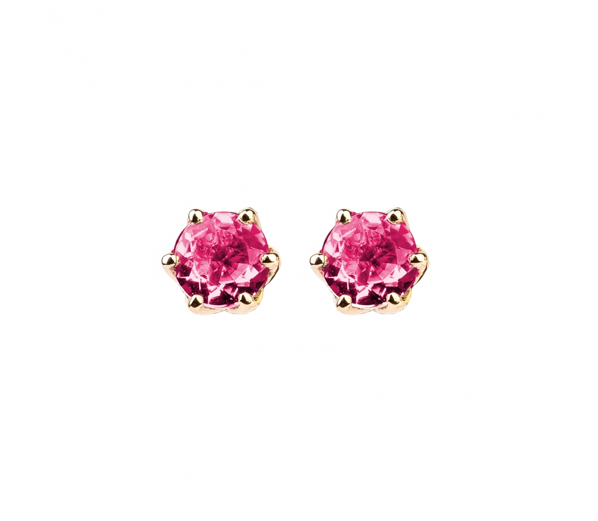 Gold stud earrings with rubies - 1