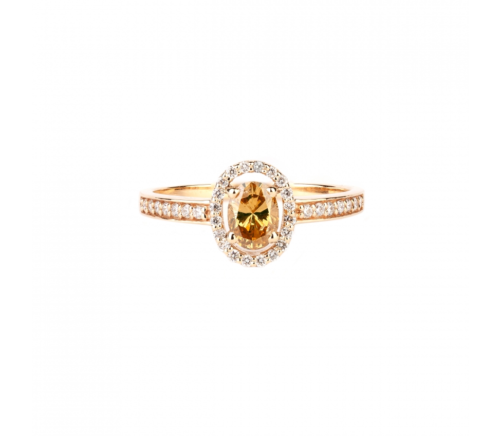 Gold ring with diamonds and zircon - 1