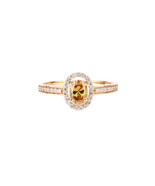 Gold ring with diamonds and zircon - 1