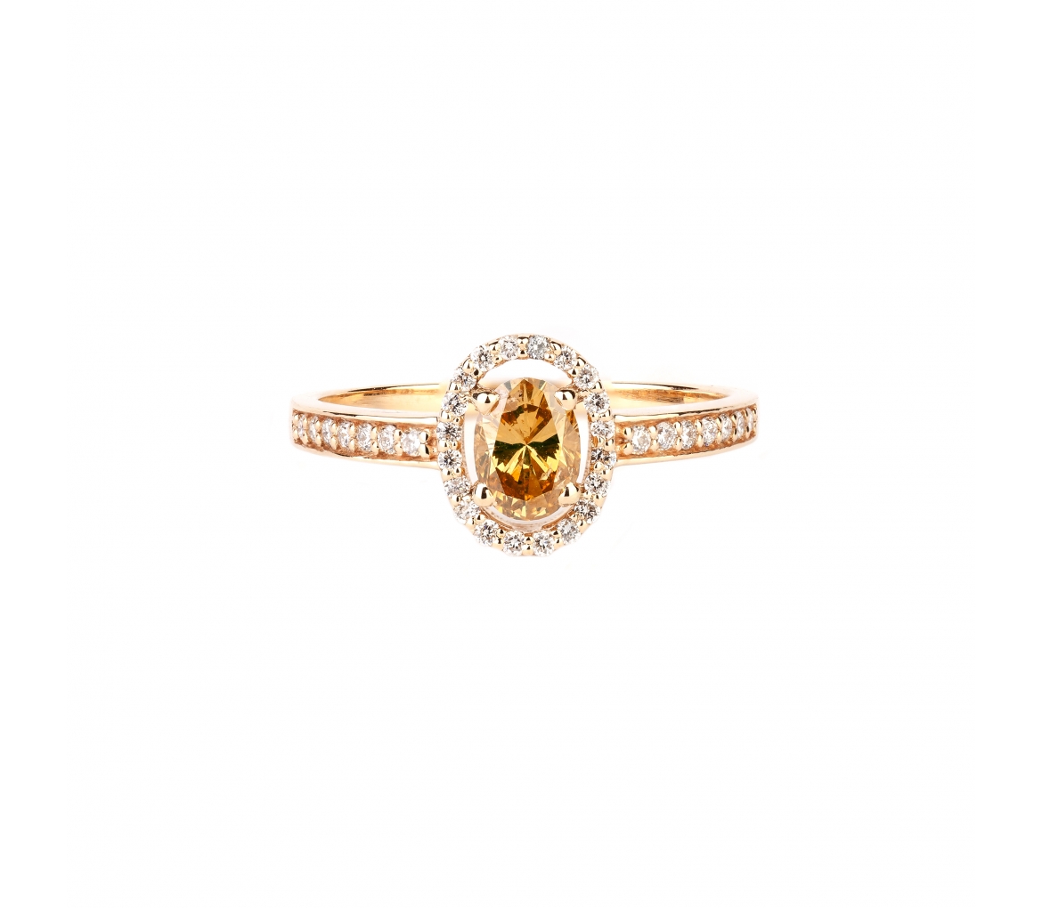 Gold ring with diamonds and zircon - 1