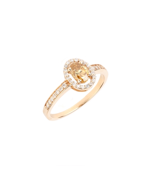 Gold ring with diamonds and zircon - 2