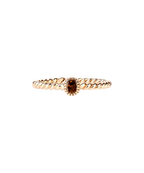 Gold spiral ring with a fancy brown diamond - 1