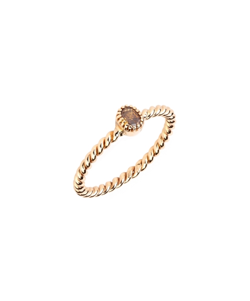 Gold spiral ring with a fancy brown diamond - 2