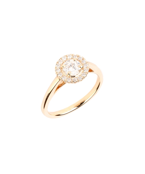 Gold ring with diamond and diamond halo - 2