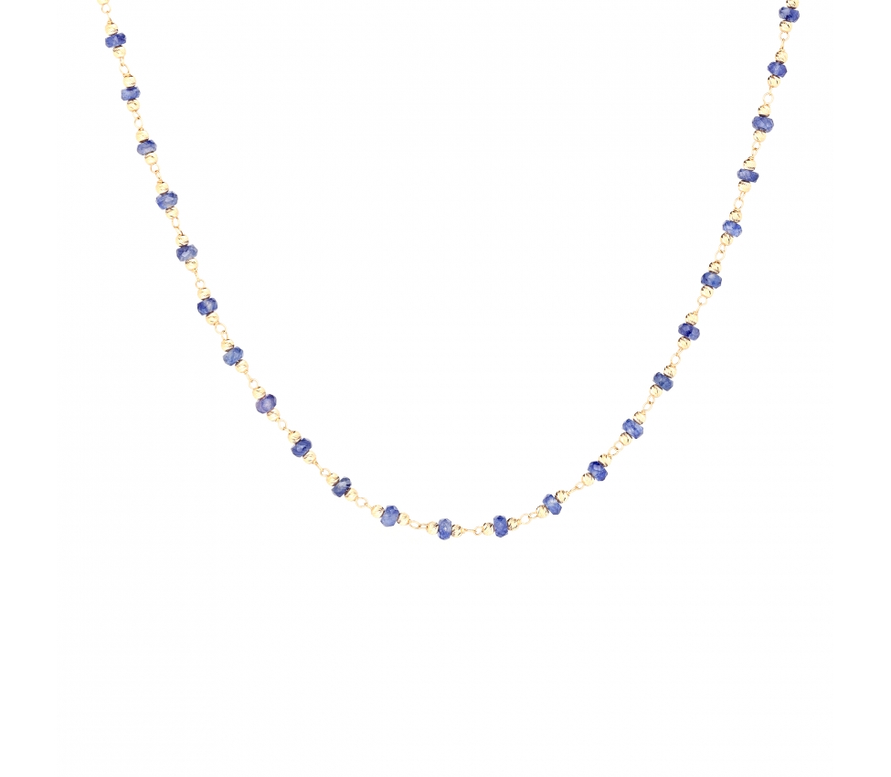 Gold necklace with faceted sapphires - 1