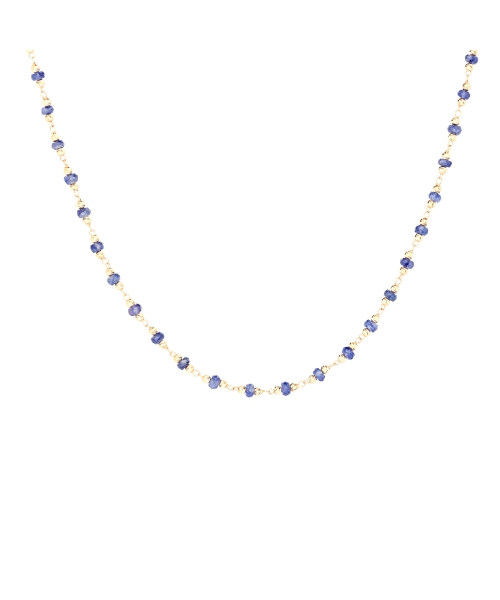 Gold necklace with faceted sapphires - 1