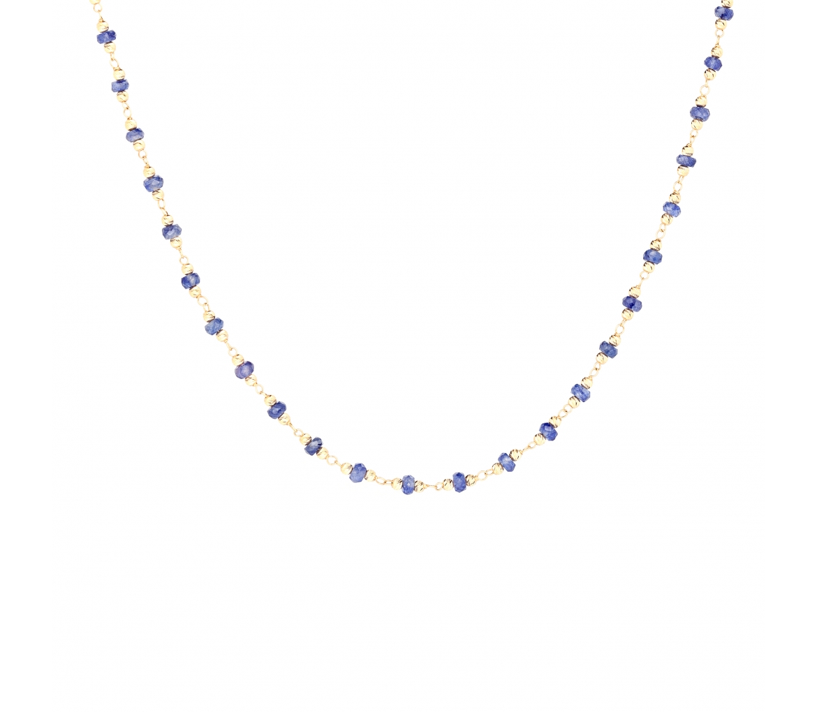 Gold necklace with faceted sapphires - 1