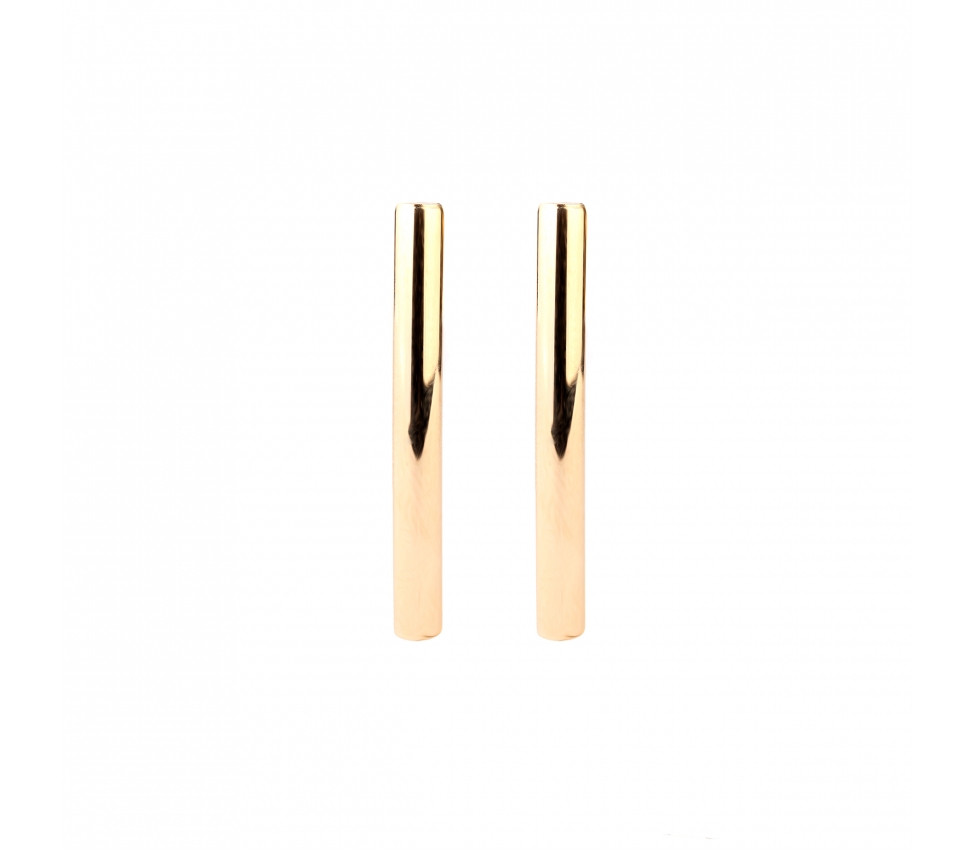 Gold straight stud earrings - 1