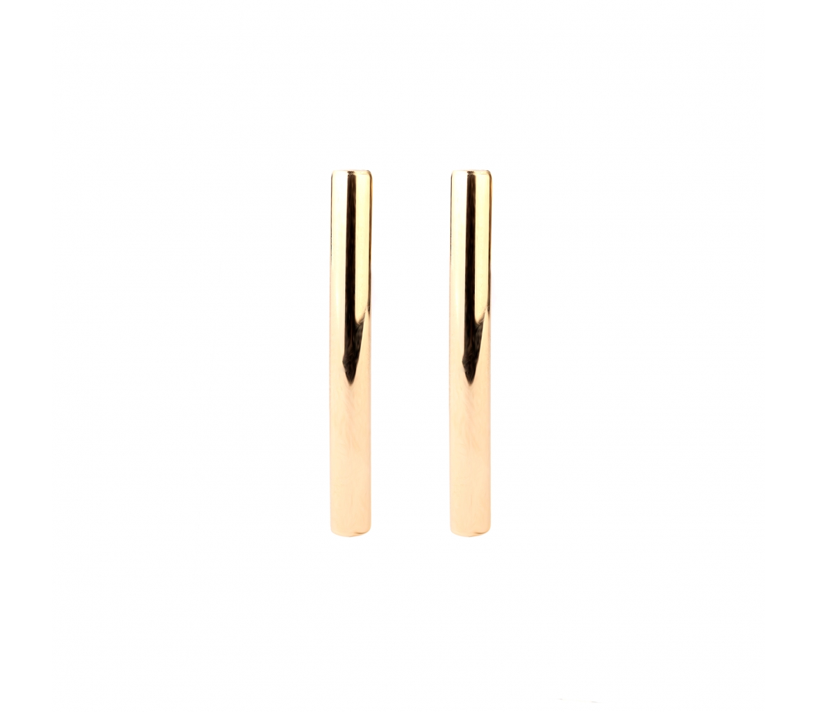 Gold straight stud earrings - 1