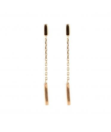 Gold stud chain hanging earrings - 1