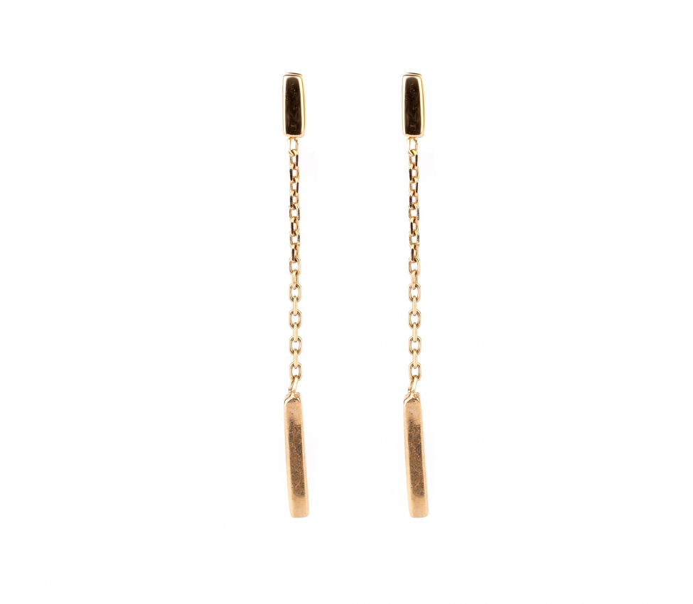 Gold stud chain hanging earrings - 1