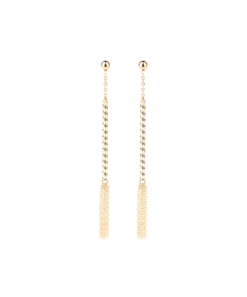 Gold long hanging stud earrings - 1