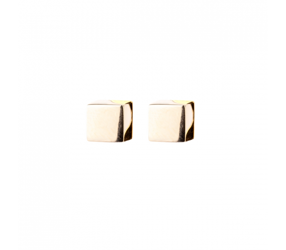 Gold stud cubes earrings - 1