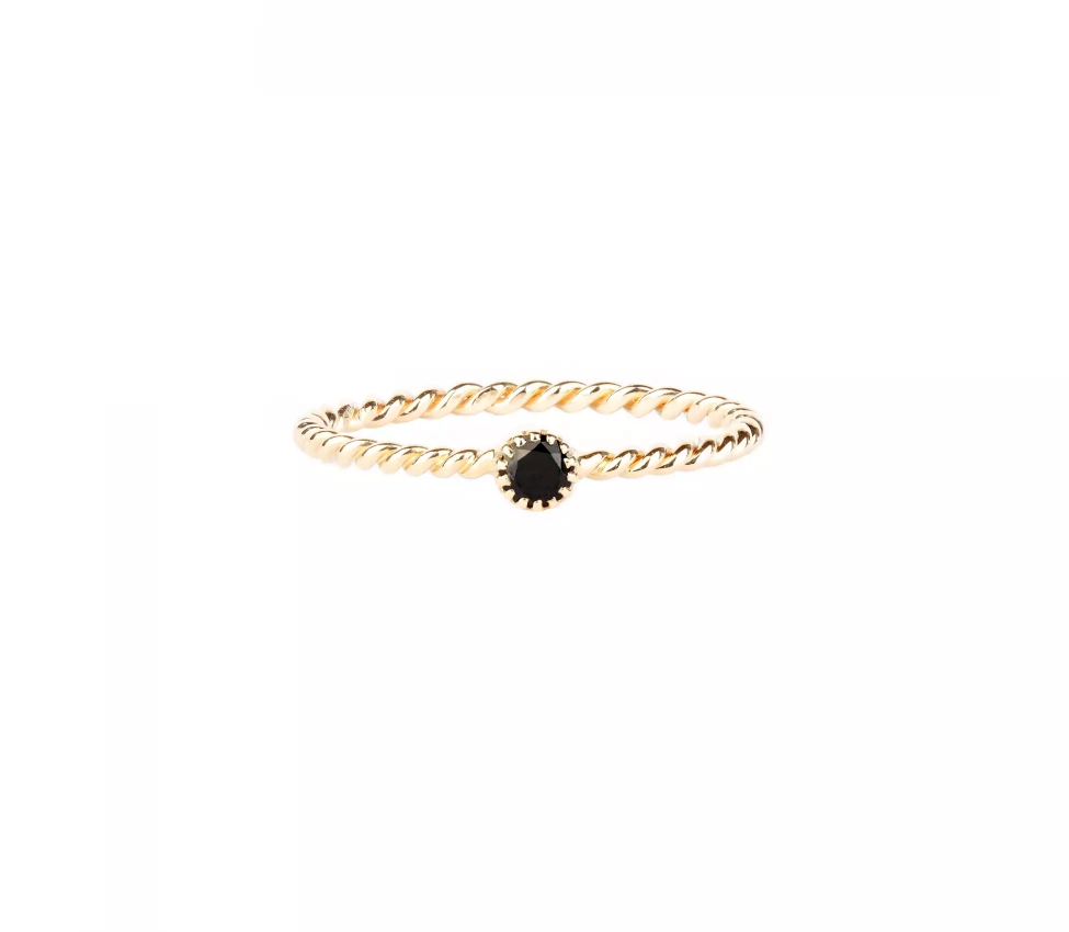 Gold spiral ring with black diamond - 1