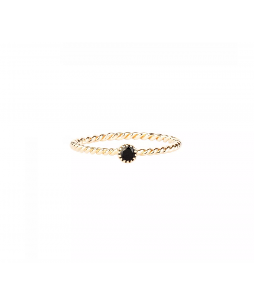 Gold spiral ring with black diamond - 1