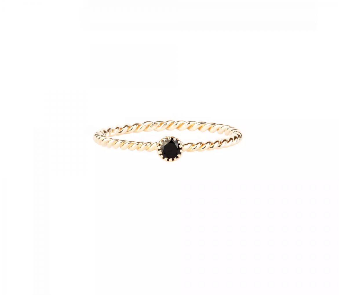 Gold spiral ring with black diamond - 1