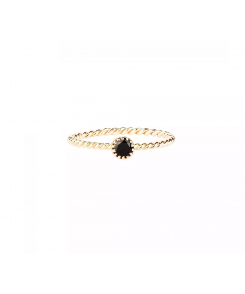 Gold spiral ring with black diamond - 1