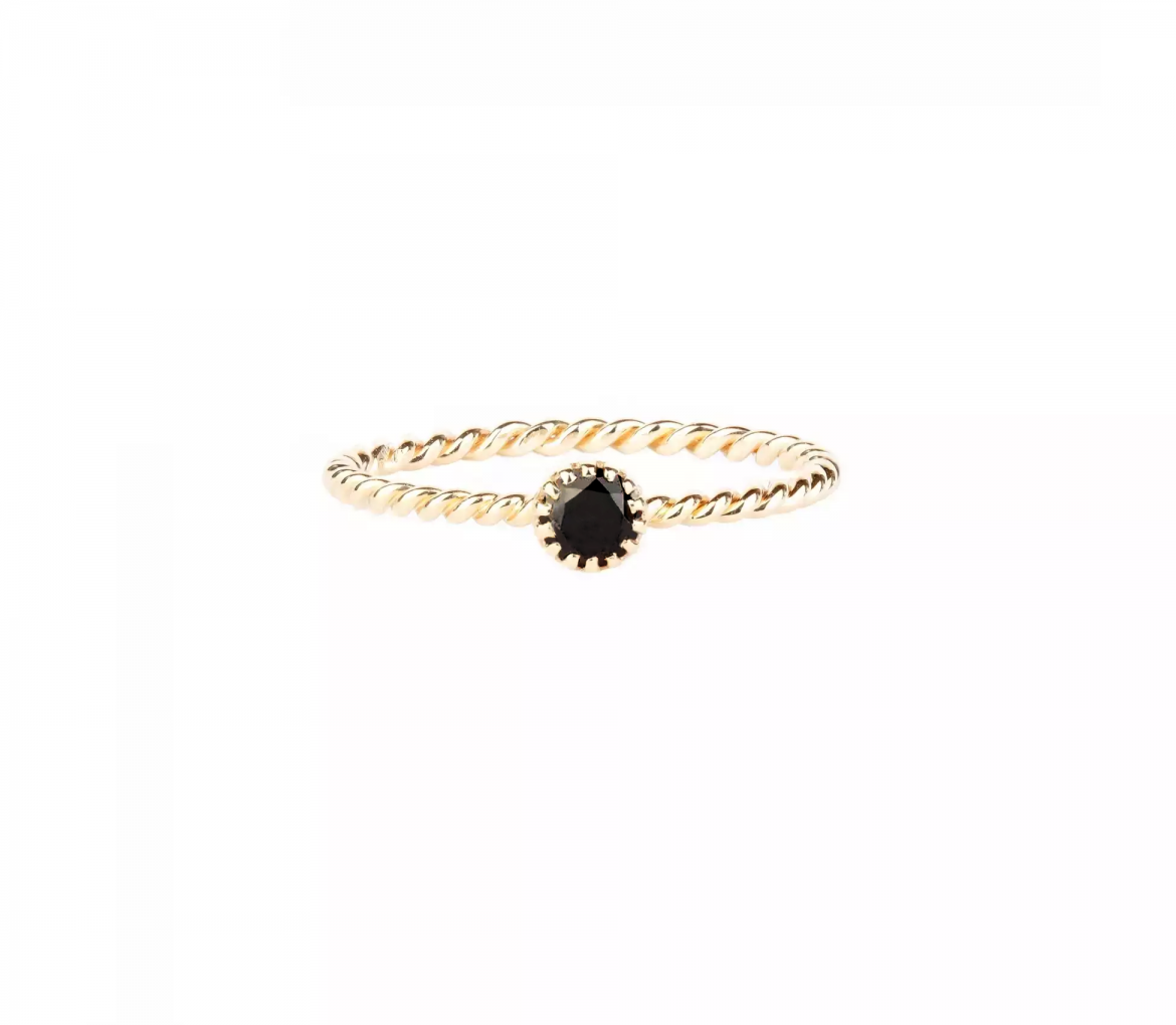 Gold spiral ring with black diamond - 1