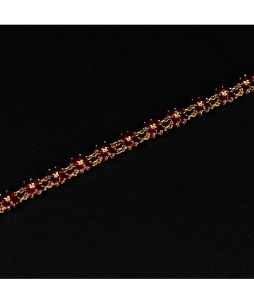 Gold vintage bracelet flowers with garnets, Paris - 1