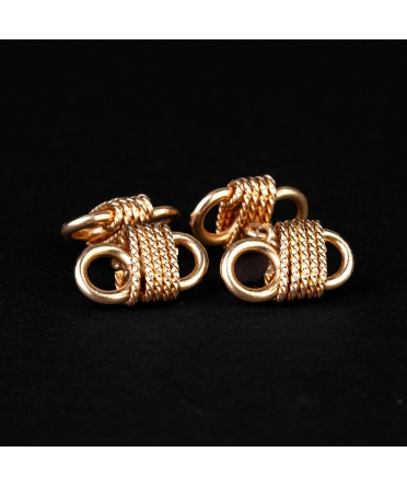 Gold vintage cufflinks with decorative plaiting - 1