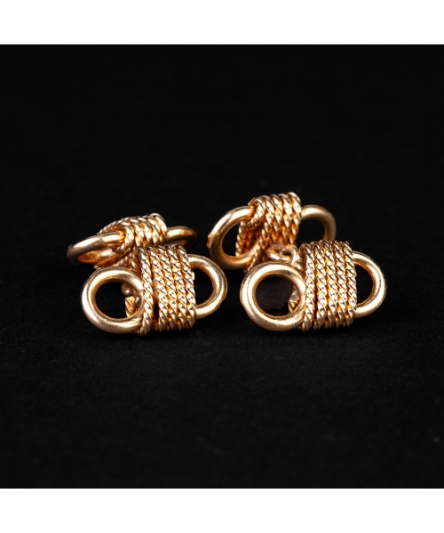 Gold vintage cufflinks with decorative plaiting - 1