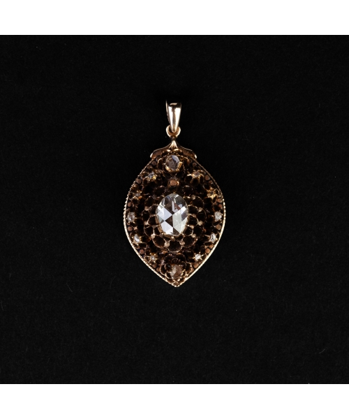 Antique gold pendant with rose cut diamond - 1