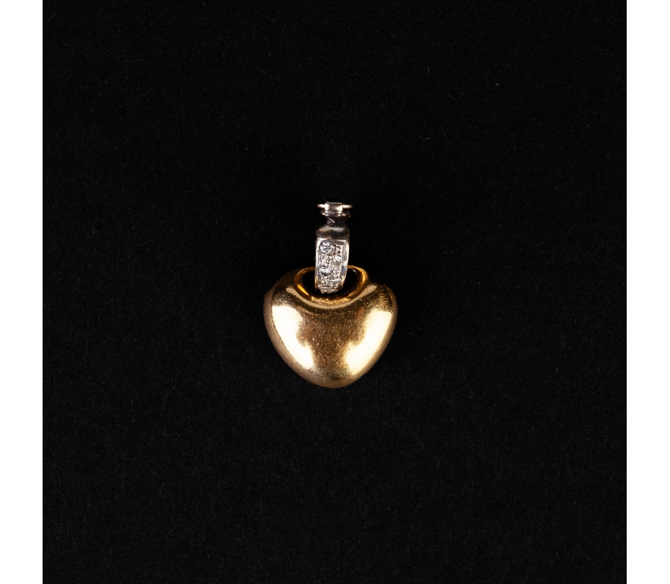 Gold heart pendant with diamonds half of the XX century - 1