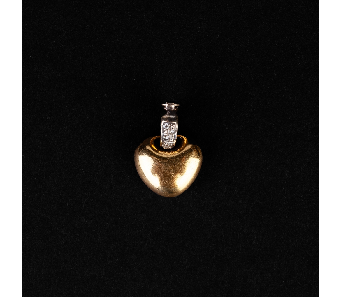 Gold heart pendant with diamonds half of the XX century - 1