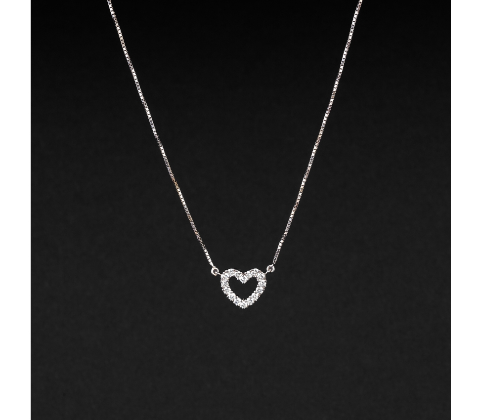 Necklace with diamonds heart shaped vintage Paris - 1