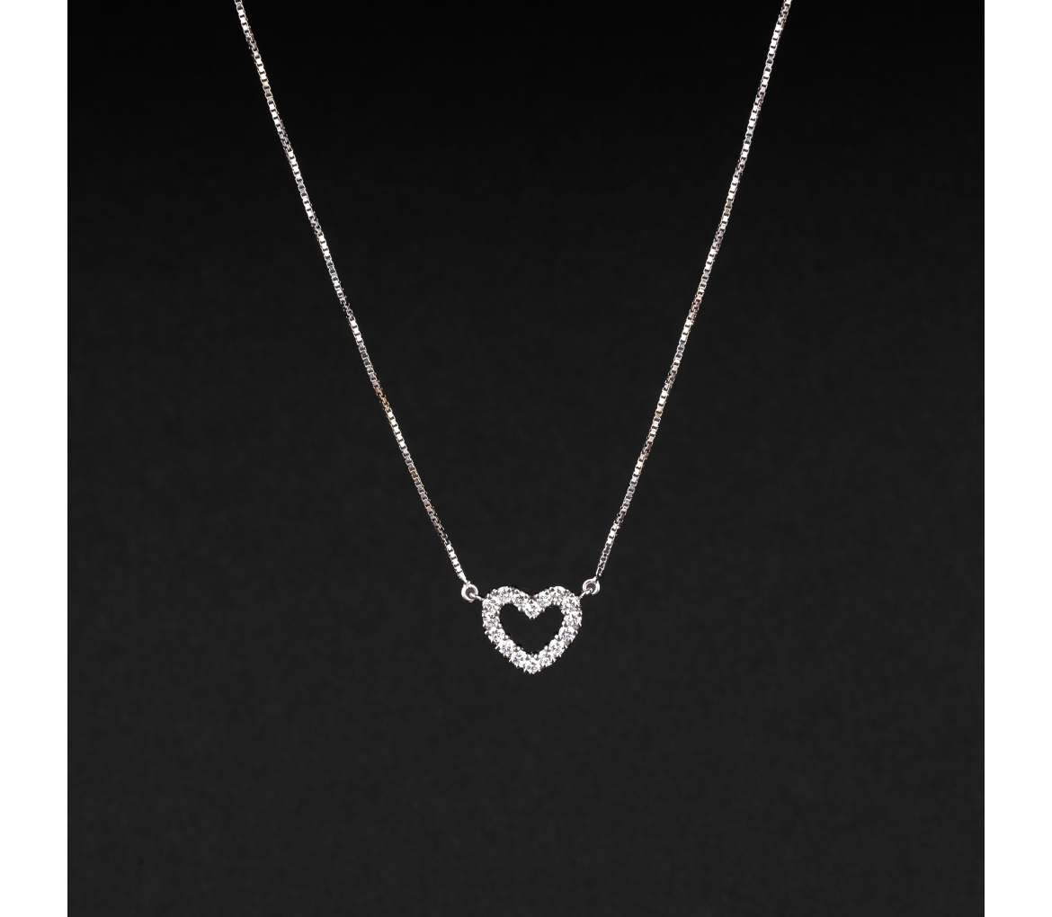 Necklace with diamonds heart shaped vintage Paris - 1