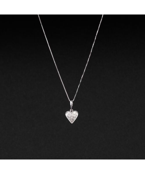 Gold heart necklace with diamonds - 1