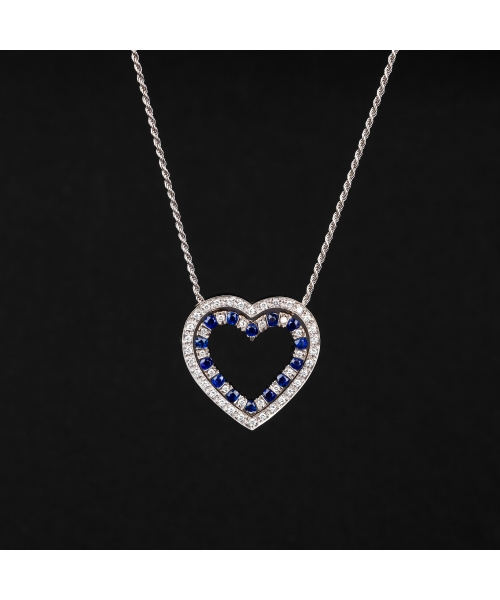 Gold Damiani heart necklace with sapphires and diamonds - 1